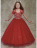 Beaded Shimmering Tulle Flower Girl Dress With Bolero Beaded Shimmering Tulle Flower Girl Dress With Bolero